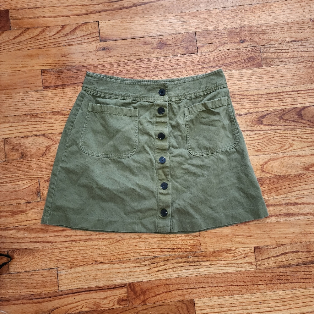 Madewell olive green mini skirt